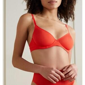 NWT SKIMS Jelly Sheer Underwired Bra - Poppy Red - US 32H / UK 32F